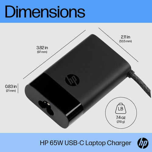 HP Power Adapter AC 65W USB-C Output - C6 3-Pin AC Input - Slim Travel