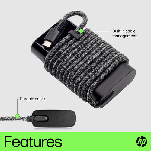 HP Power Adapter AC 65W USB-C Output - C6 3-Pin AC Input - Slim Travel