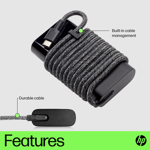 HP Power Adapter AC 65W USB-C Output - C6 3-Pin AC Input - Slim Travel