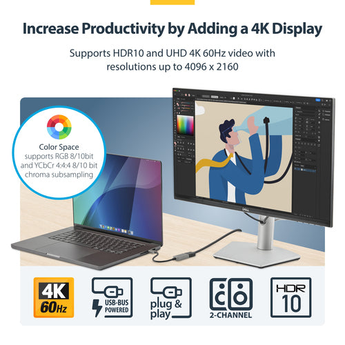 StarTech.com USBC-HDMI-CDP2HD4K60 - USB C to HDMI Adapter 4K 60Hz HDR10