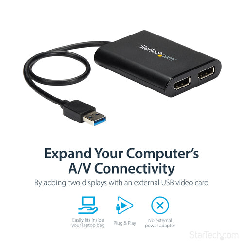 StarTech.com USB32DP24K60 - Adapter USB to Dual DisplayPort 4K 60Hz