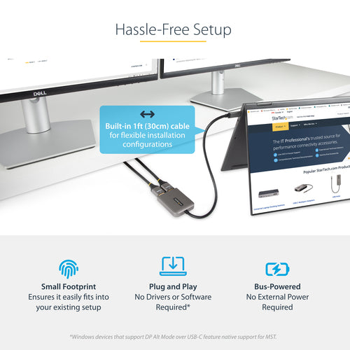 StarTech.com MST14CD122HD - USB-C to Dual HDMI MST HUB 4K 60Hz