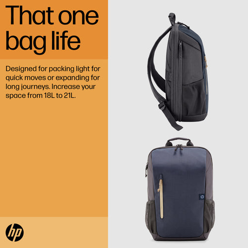 6B8U6AA - HP TRAVEL EXPANDABLE 18L BACKPACK GRAY