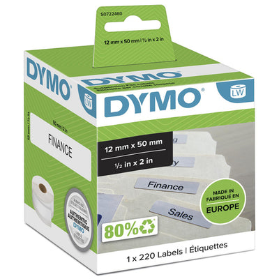 DYMO S0722460 - Genuine LabelWriter Suspension Filing Labels 50mm x 12mm White 220 labels/roll