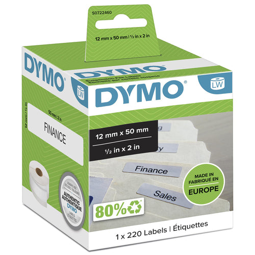 S0722460 - Dymo File Label 12mm x 50mm