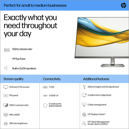B11W5AT - HP Series 5 524da 23.8 inch FHD Monitor - not VESA compatible - final sale