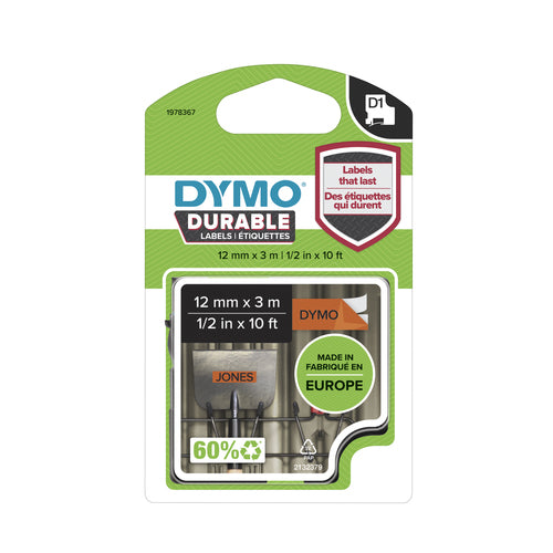 1978367 - Dymo D1 Blk on Orn 12mm x 3m
