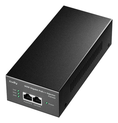 CUDY 90W Gigabit PoE+ Injector 100m Transmission, Power LED, 802.3at/af.