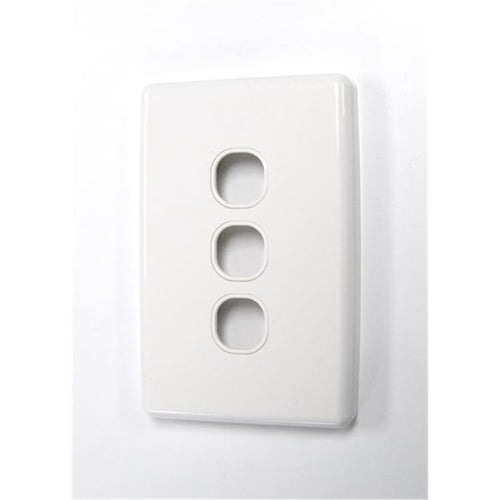 AMDEX FP-3PV3 - Switch Plate ONLY. 3 Gang WPC Series Wall Face Cover Plate. (Accepts Clipsal Style