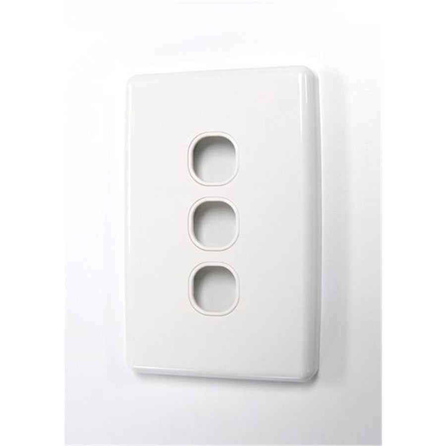AMDEX FP-3PV3 - Switch Plate ONLY. 3 Gang WPC Series Wall Face Cover Plate. (Accepts Clipsal Style