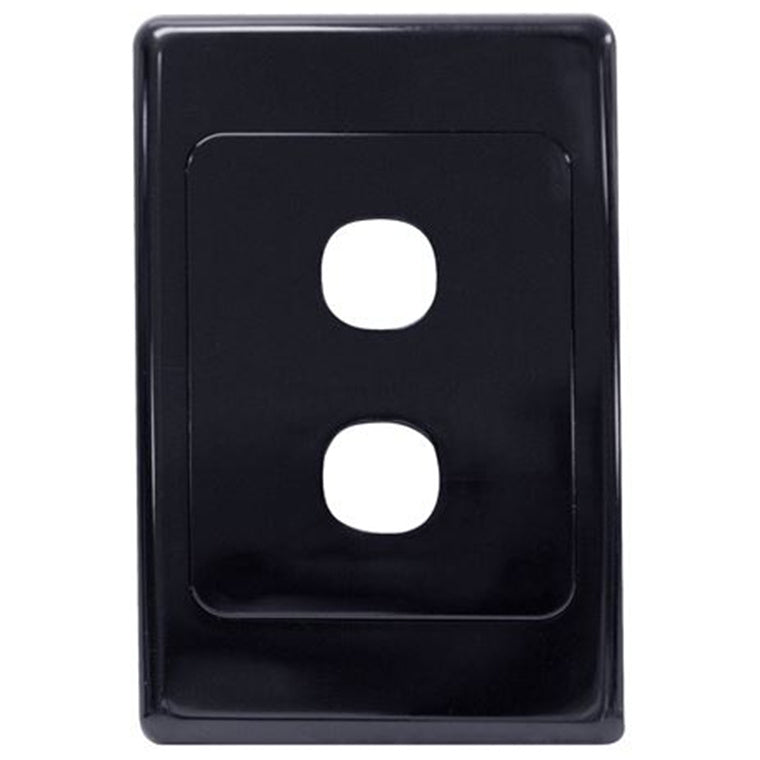AMDEX FP-2PV2-BK - Switch Plate ONLY. 2 Gang Wall Face Plate Accepts Clipsal Style Mechs Black