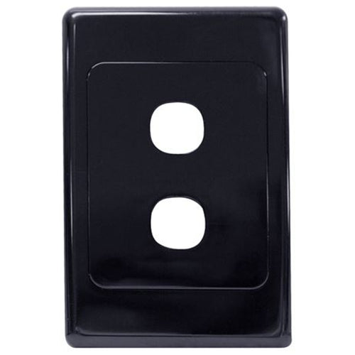 AMDEX FP-2PV2-BK - Switch Plate ONLY. 2 Gang Wall Face Plate Accepts Clipsal Style Mechs Black