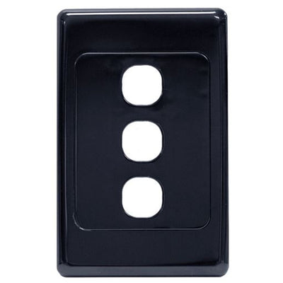 AMDEX FP-3PV2-BK - Schalterabdeckung NUR. 3-fach Unterputzblende passend für Clipsal-Mechanismen Schwarz