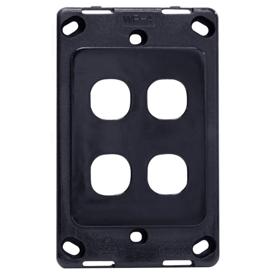 AMDEX FP-4PV2-BK - Switch Plate ONLY. 4 Gang Wall Face Plate Accepts Clipsal Style Mechs Black