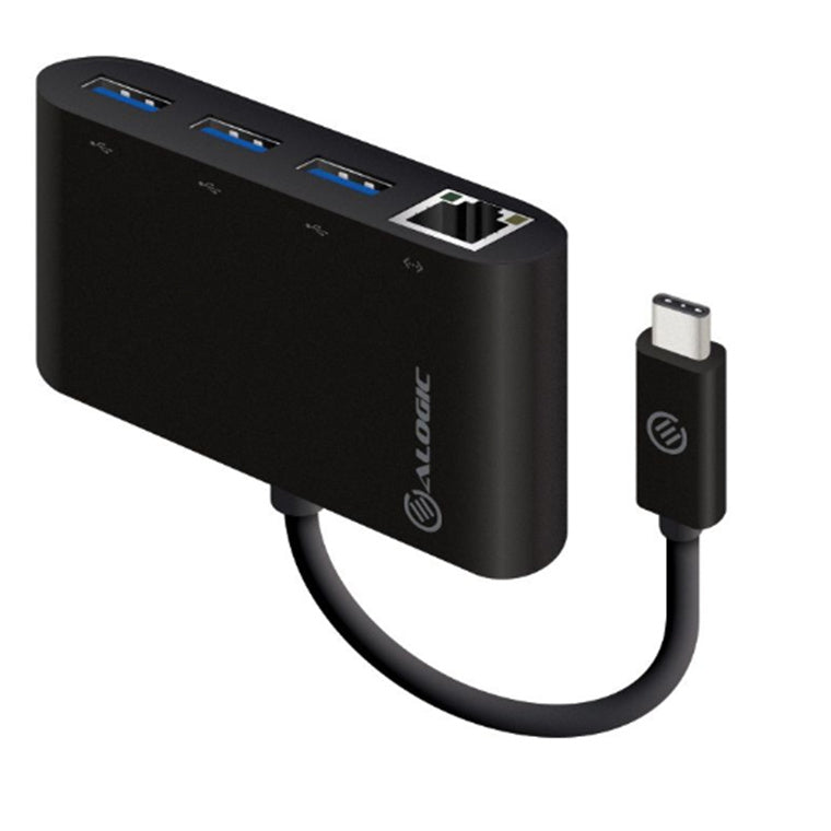 ALOGIC UC3AGE - USB-C TO GIGABIT USB 3.0 3PORTUSBHUB BLK