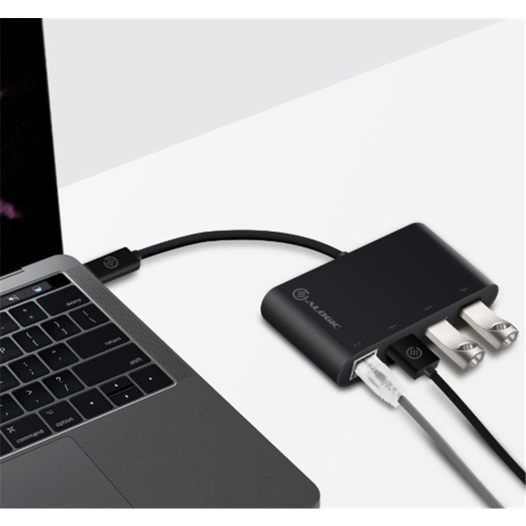 ALOGIC UC3AGE - USB-C TO GIGABIT USB 3.0 3PORTUSBHUB BLK
