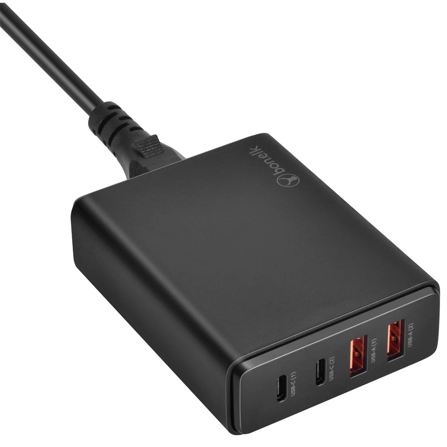 Bonelk 65W PD GaN Desktop Charger, 2 x USB-C, 2 x USB-A (Black)