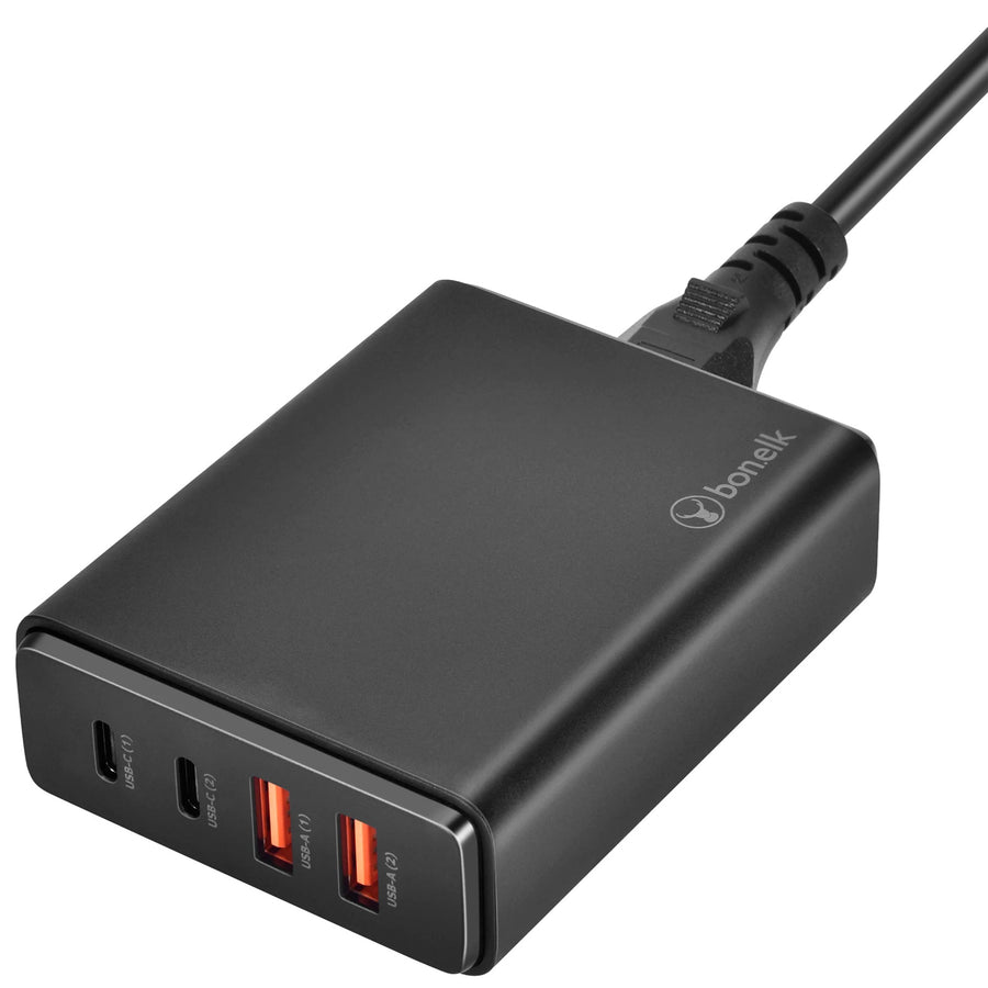 Bonelk 65W PD GaN Desktop Charger, 2 x USB-C, 2 x USB-A (Black)