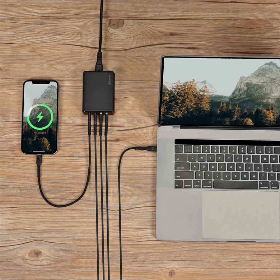 Bonelk 65W PD GaN Desktop Charger, 2 x USB-C, 2 x USB-A (Black)