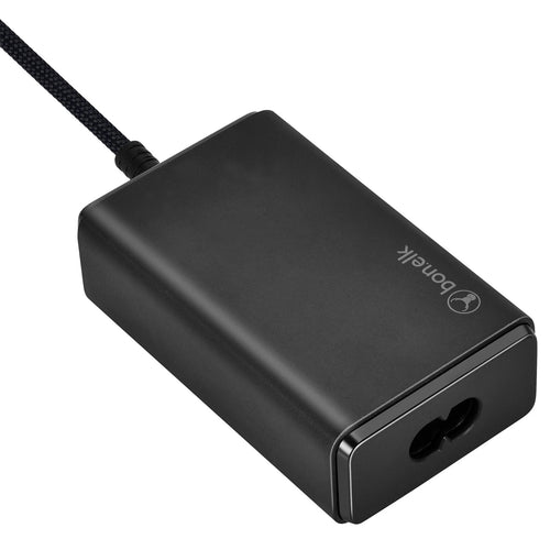 Bonelk Long-Life 65W PD GaN Desktop Charger in-built USB-C Cable 1.5m (Black)