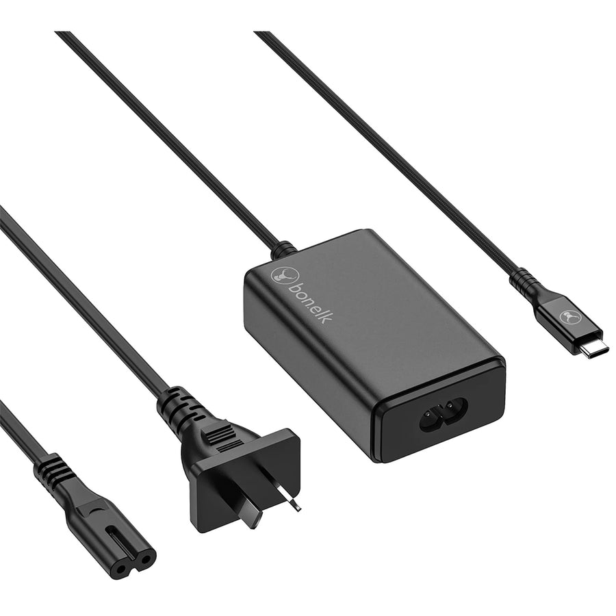 ELK-21785-R - Bonelk Long-Life 65W GaN Multi-Device Laptop Charger, in-built Cable 1.5m (Black)