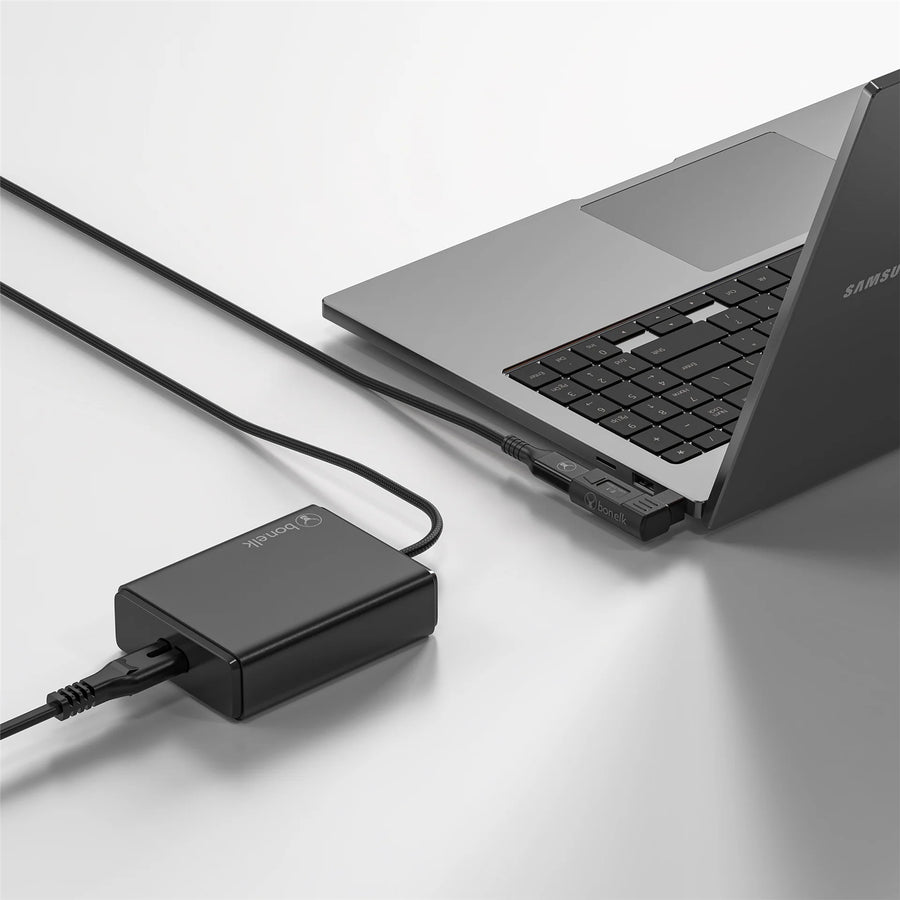ELK-21786-R - Bonelk Long-Life 100W GaN Multi-Device Laptop Charger, In-Built Cable - 1.5m (Black)