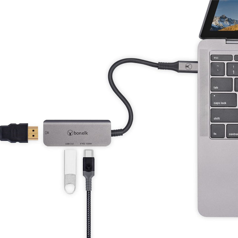 Bonelk Long-Life Series 3-in-1 Multiport Hub mit 1x HDMI 4K (Space Grey)