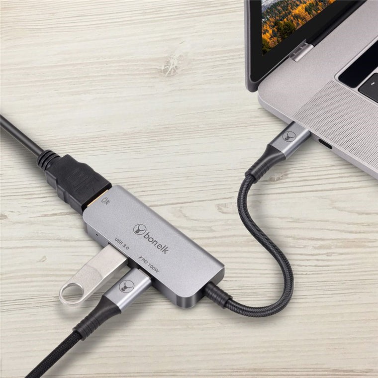 Bonelk Long-Life Series 3-in-1 Multiport Hub mit 1x HDMI 4K (Space Grey)