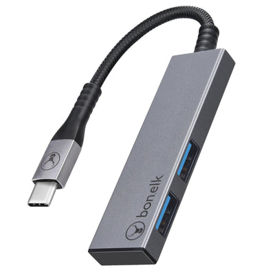 Bonelk Long-Life USB-C auf 2-Port USB 3.0 Slim Hub – Space Grey
