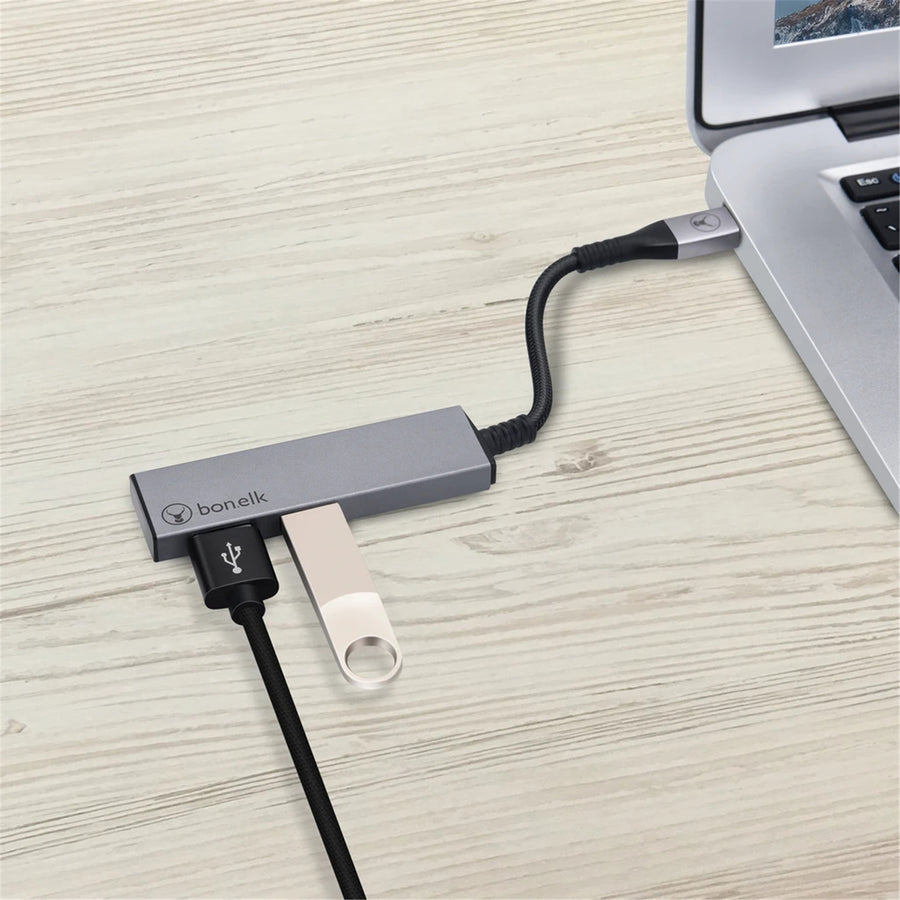 Bonelk Long-Life USB-C auf 2-Port USB 3.0 Slim Hub – Space Grey