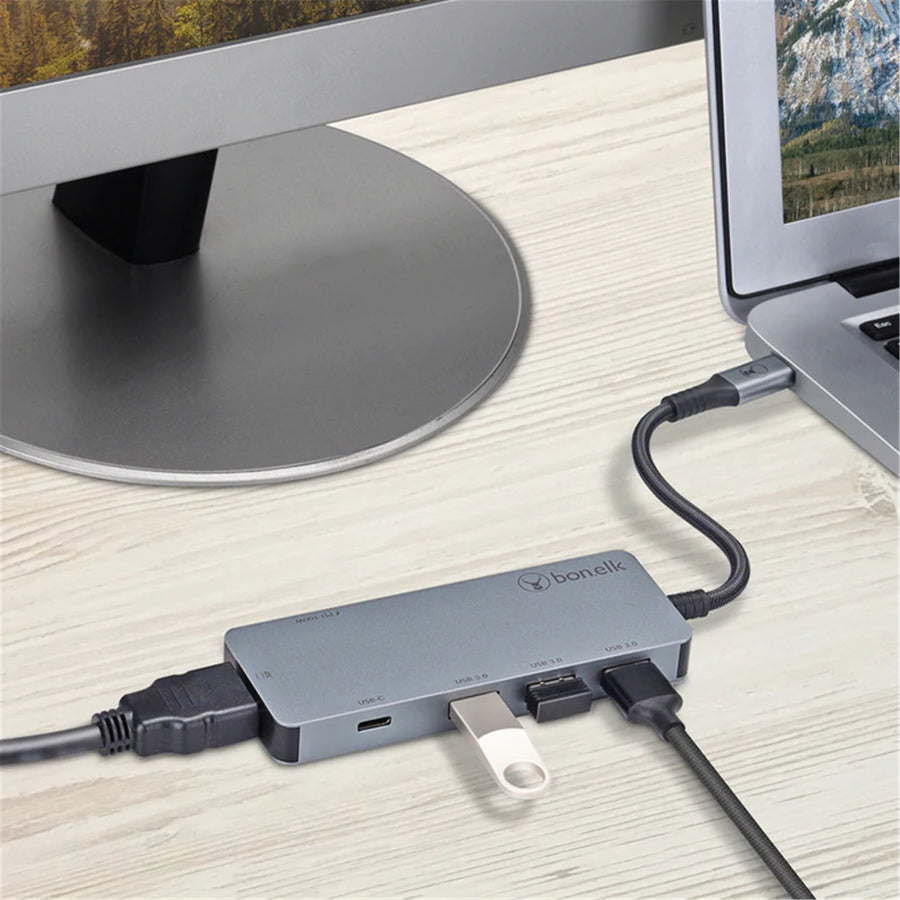 Bonelk Long-Life USB-C TO 6 in 1  Multiport Hub (Black/Space Grey)