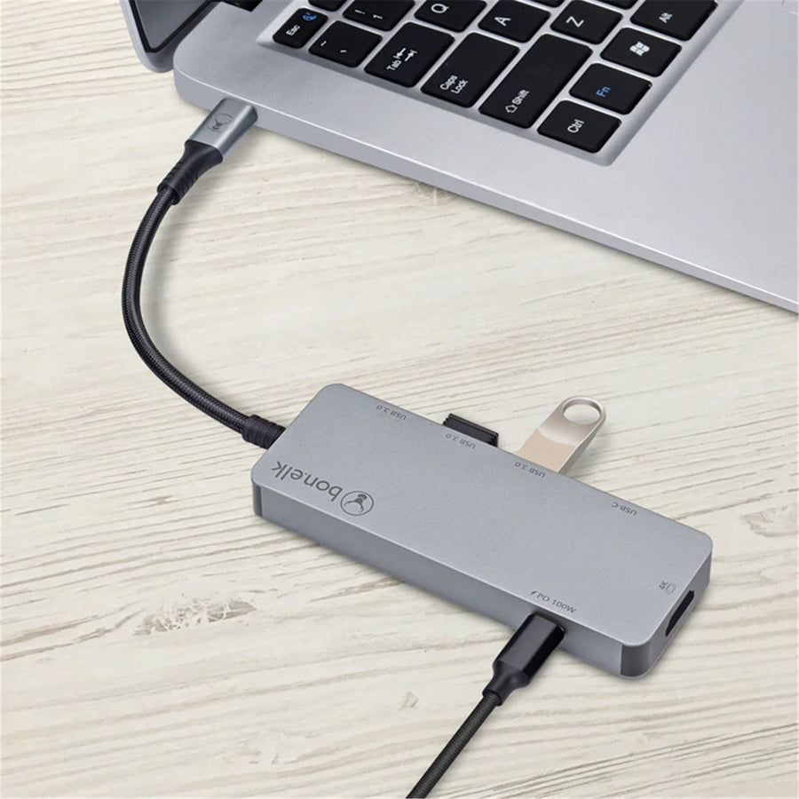 Bonelk Long-Life USB-C TO 6 in 1  Multiport Hub (Black/Space Grey)