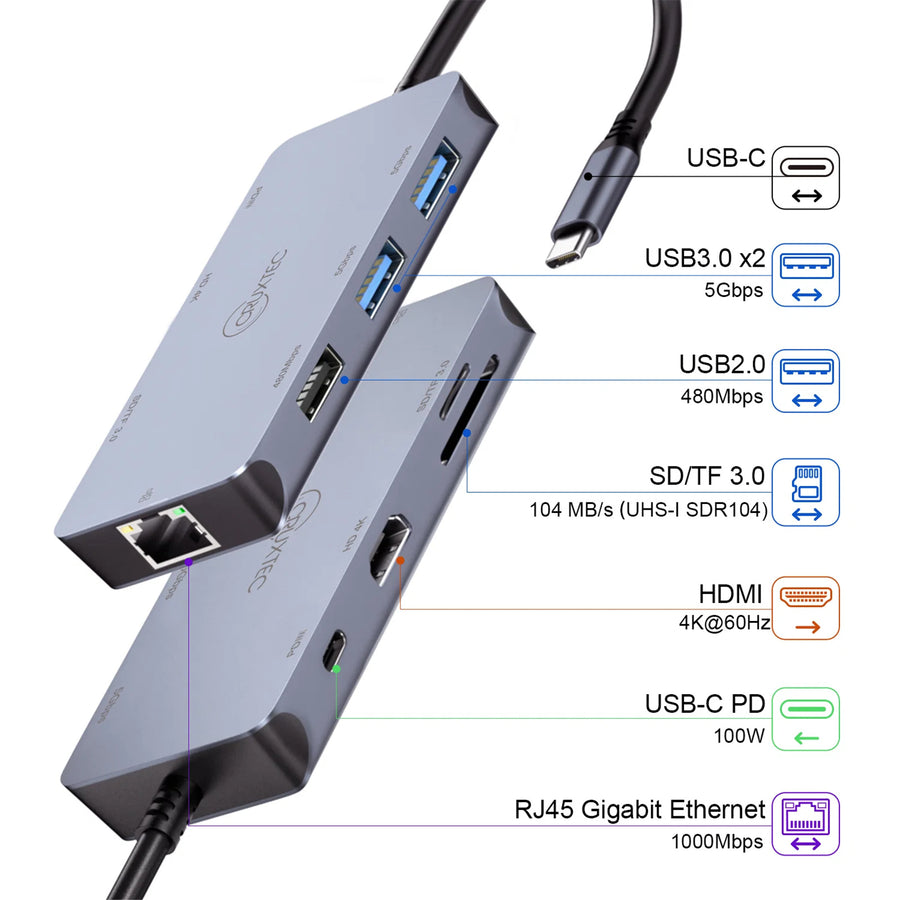 Cruxtec  CMH08-SG USB-C 8-in-1 Hub