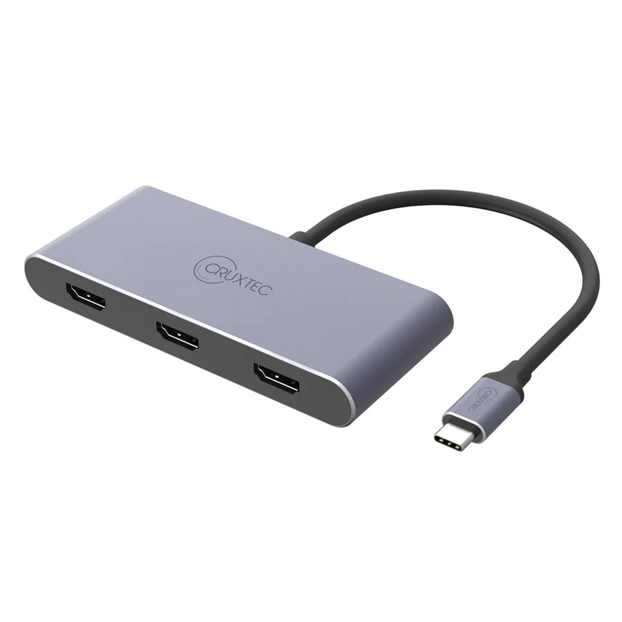 Cruxtec CT3H-8K-SG USB-C 3.2 to 3x HDMI Multi-Monitor Adapter - Supports Resolution up to 4K/60Hz