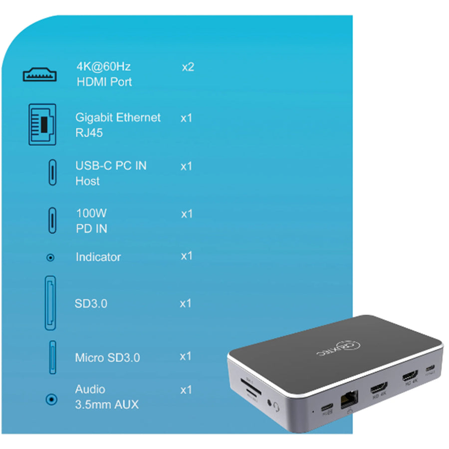 Cruxtec  CDK14-SG 14-in-1 USB-C 100W Docking Station with Built-in M.2 Slot support upto 4TB -