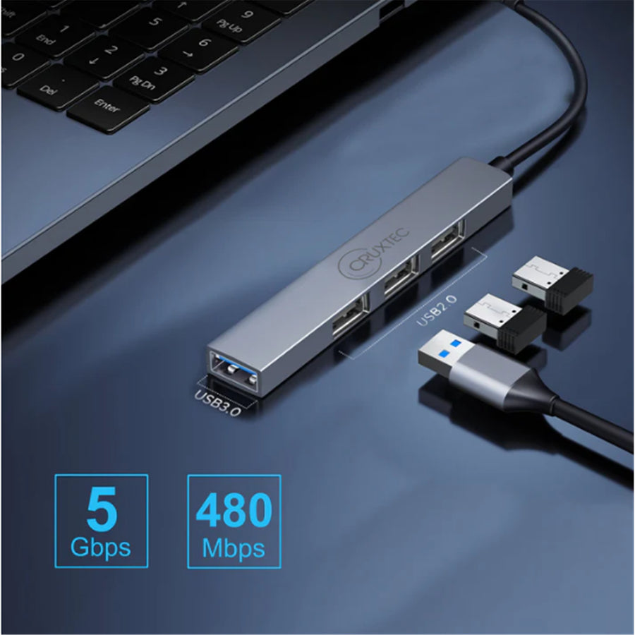 Cruxtec    USB-C to 4 Ports USB-A 3.0 Hub - Ultra Slim Design