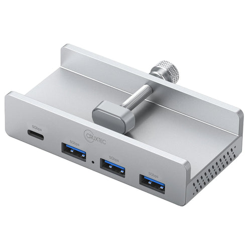 Cruxtec   4 Port Clamp-Mounted USB 3.0 Hub with Type-C Power Port