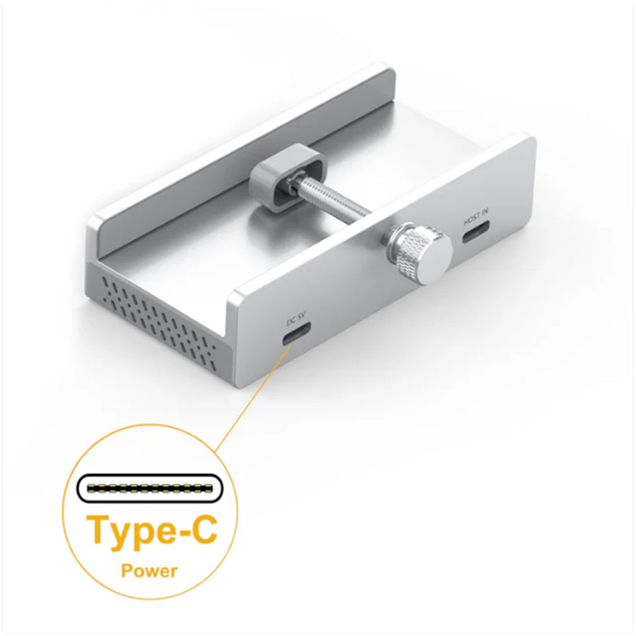 Cruxtec   4 Port Clamp-Mounted USB 3.0 Hub with Type-C Power Port