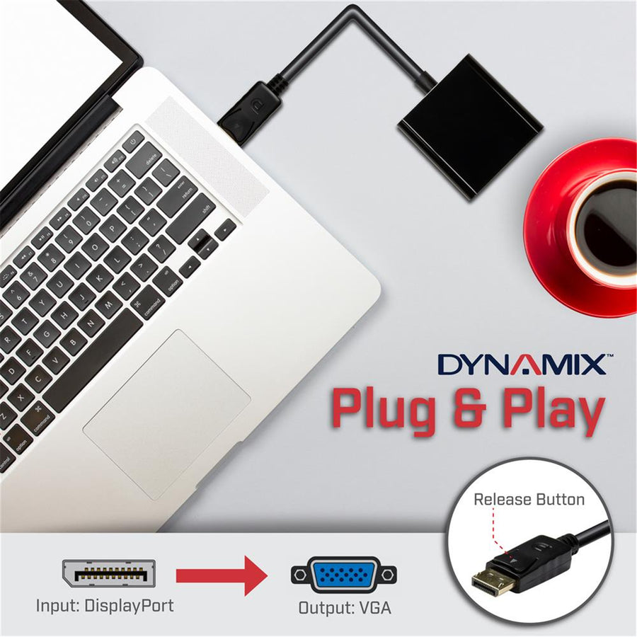 DYNAMIX C-DP-VGAF - 0.2m DisplayPort to VGA Female Cable Adapter Max Res: 1920x1080.