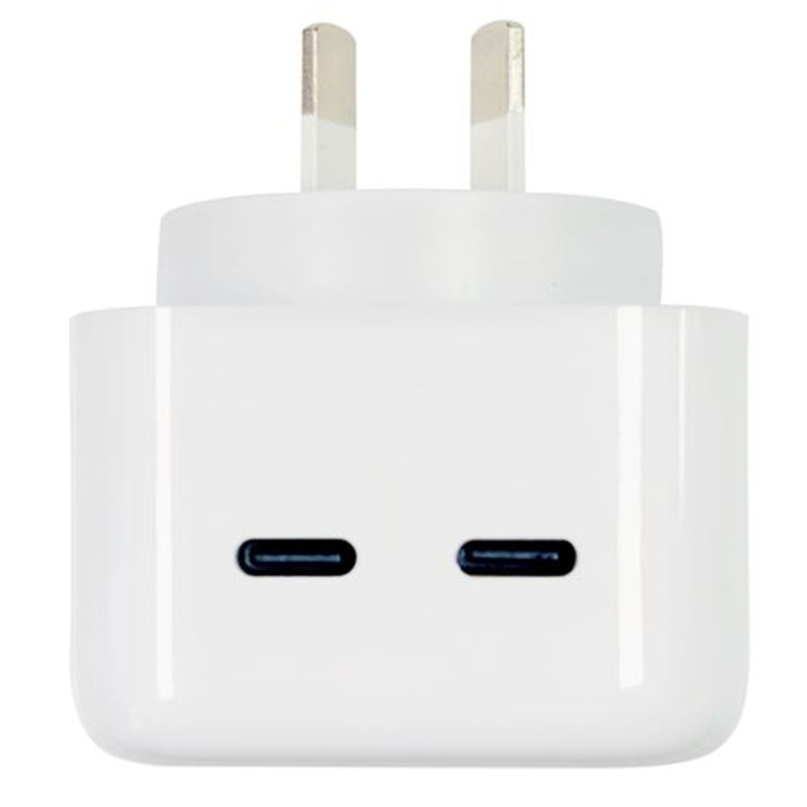 DYNAMIX SPAPD35-2C - 35W 5V/3A Dual Port USB-C/C PD Wall Charger/Power Adapter Charge 2x Devices