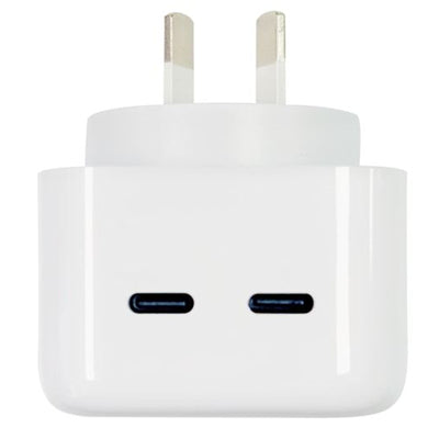 DYNAMIX SPAPD35-2C - 35W 5V/3A Dual Port USB-C/C PD Wandladegerät/Netzteil zum Laden von 2 Geräten