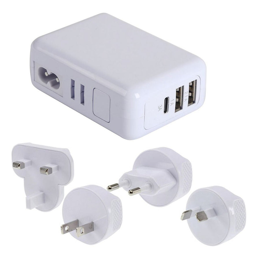 Jackson  PTA7723  Worldwide USB Charger Adapter with 2x USB-A & 1x USB-C Ports
