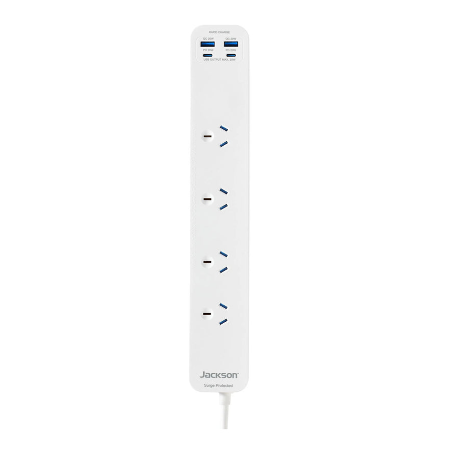 PT20W44W - Jackson 20W USB-A +USB-C 4 Outlet Powerboard