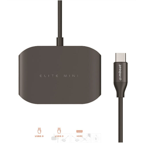MB-UC27-HDM - mbeat USB-C Multi-port Adapter (HDMI + USB 3.0×1 + USB 2.0×1) - Space Grey, Aluminium Design