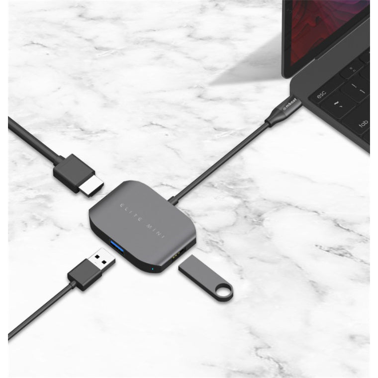 MB-UC27-HDM – mbeat USB-C Multiport Adapter (HDMI + USB 3.0×1 + USB 2.0×1) – Space Grey, Aluminium-Design
