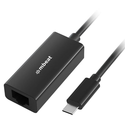 mbeat USB-C to Gigabit Ethernet (RJ45) LAN Adapter - Black