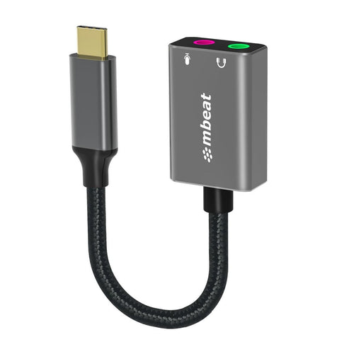MB-XAD-CAXM - mbeat Tough Link USB-C to 3.5 Audio and Microphone Adapter - Space Grey