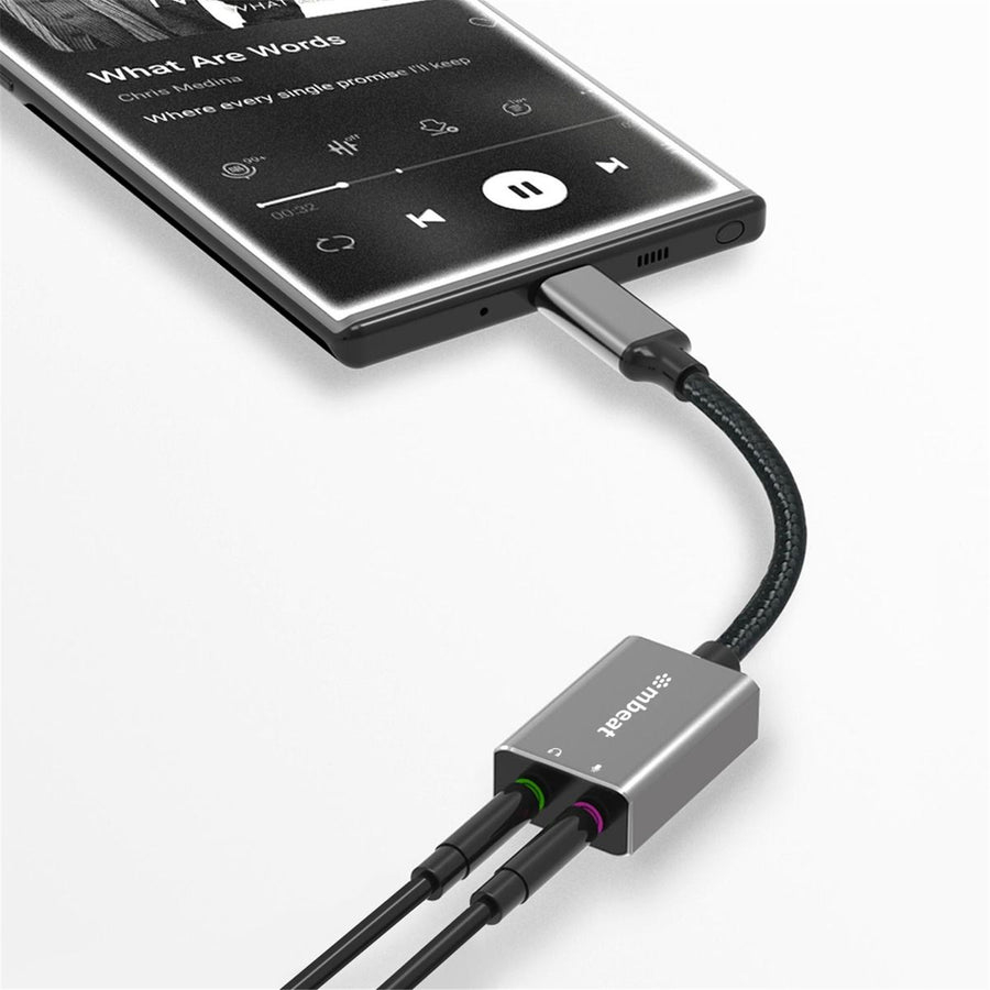 mbeat MB-XAD-CAXM Tough Link USB-C auf 3,5-mm-Audio- und Mikrofonadapter – Space Grey (20 Stk.)