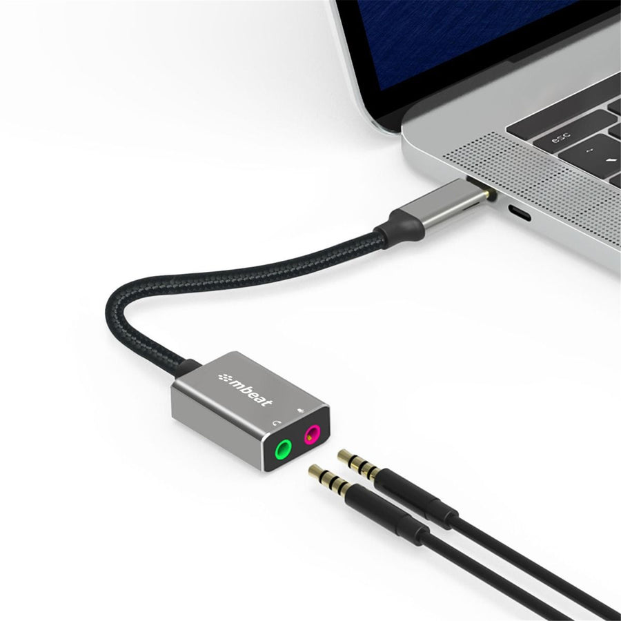 mbeat MB-XAD-CAXM Tough Link USB-C auf 3,5-mm-Audio- und Mikrofonadapter – Space Grey (20 Stk.)