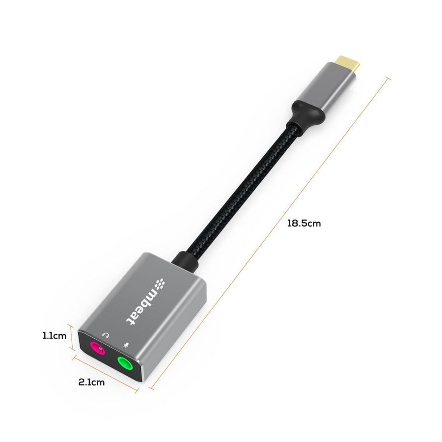 MB-XAD-CAXM - mbeat Tough Link USB-C to 3.5 Audio and Microphone Adapter - Space Grey
